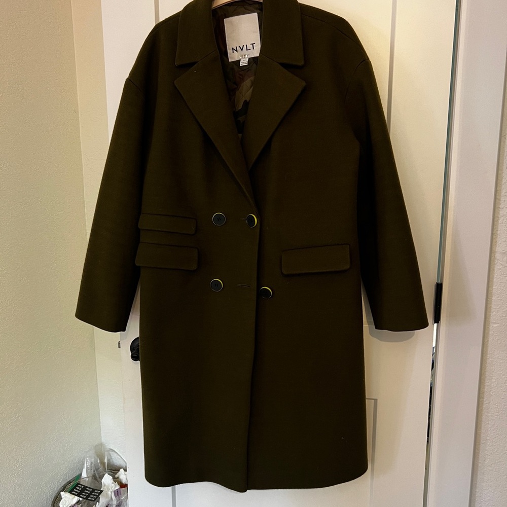 NVLT Women's Dark Green Double-Breasted Coat